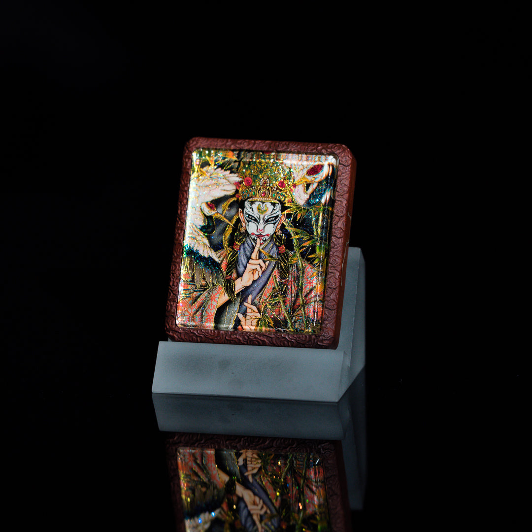 白鹤童子半手绘吊坠