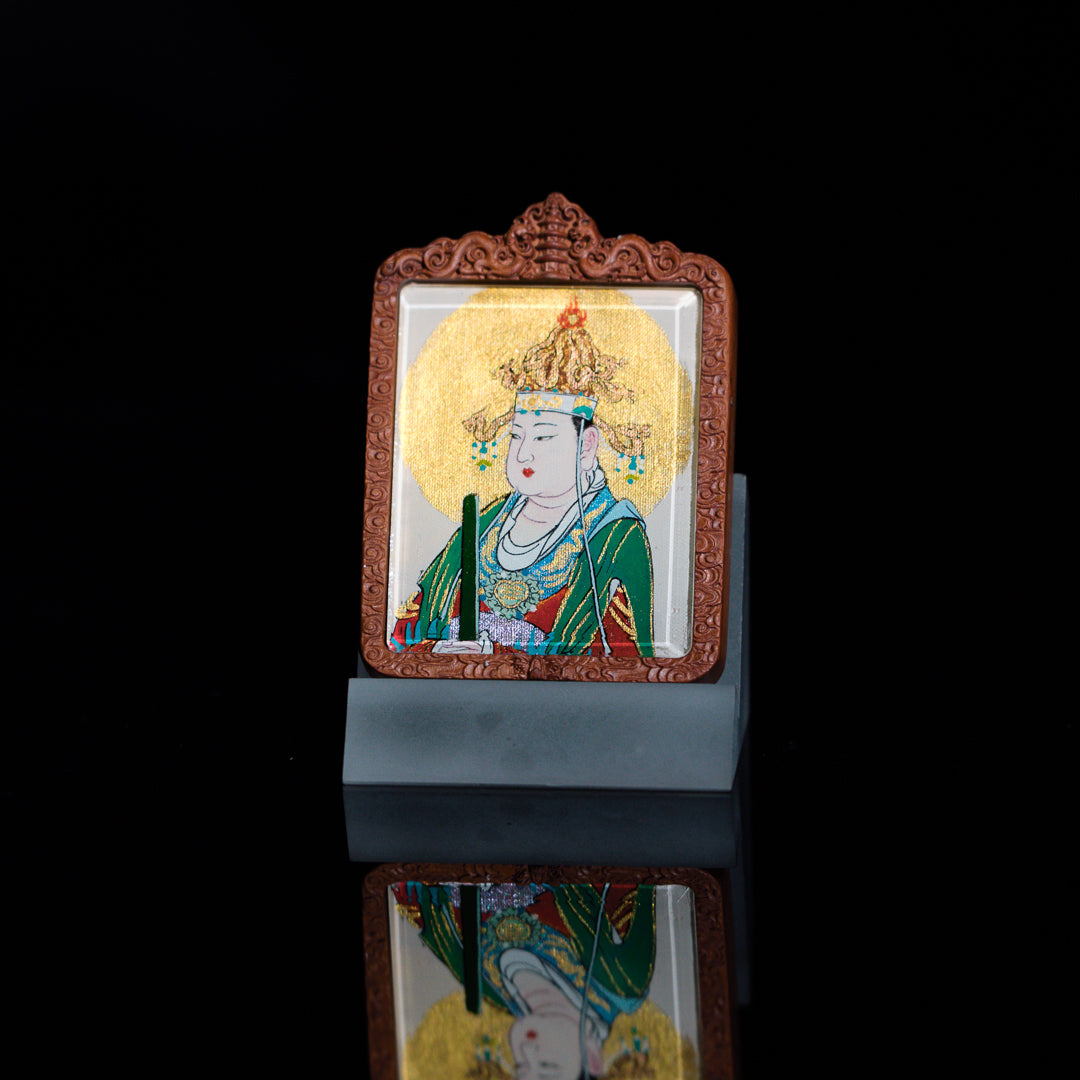 纯手绘(永乐宫)后土娘娘枣木外壳吊坠唐卡