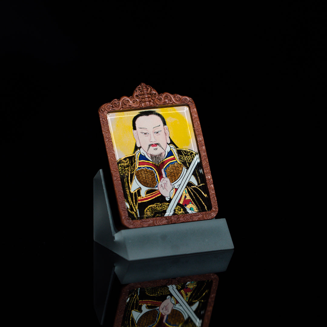 纯手绘 真武大帝 枣木外壳 吊坠唐卡