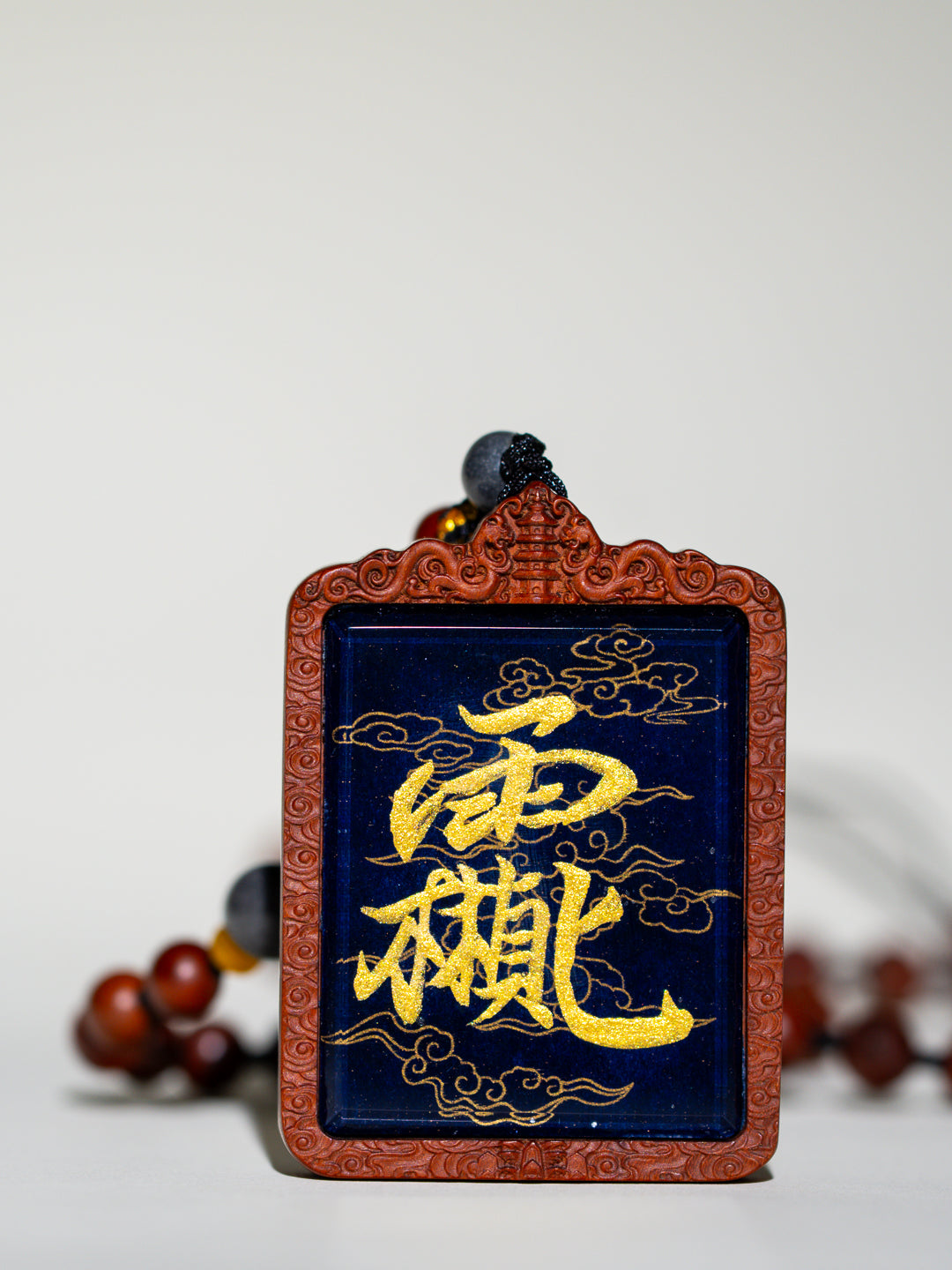 纯手绘 真武大帝 枣木外壳 吊坠唐卡