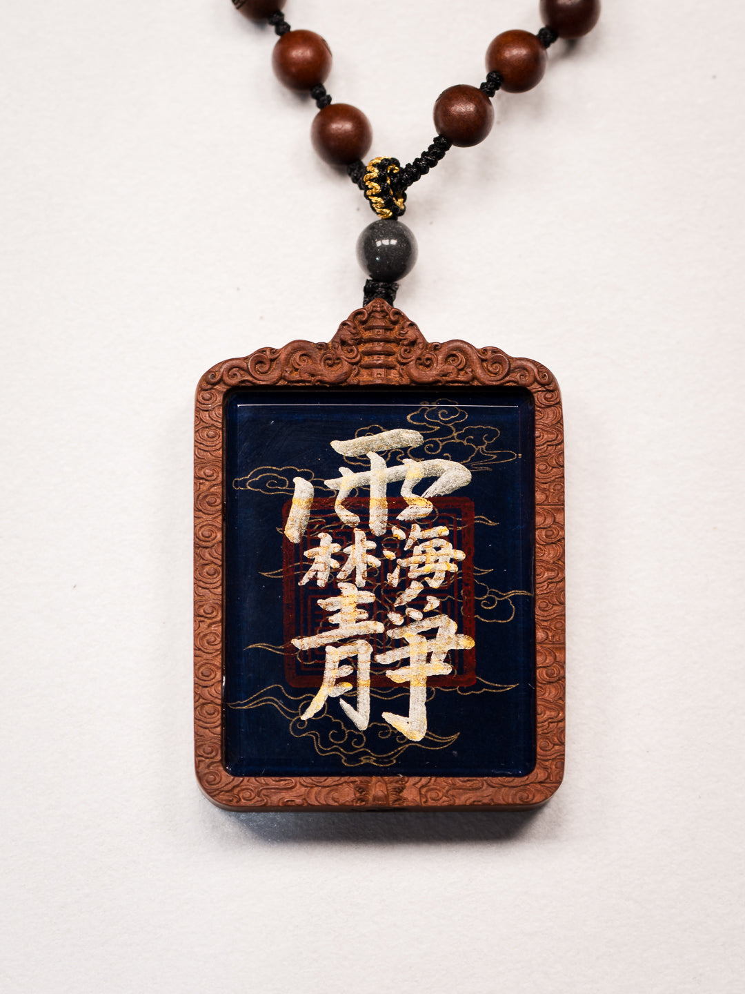 纯手绘 妈祖娘娘 枣木外壳吊坠唐卡