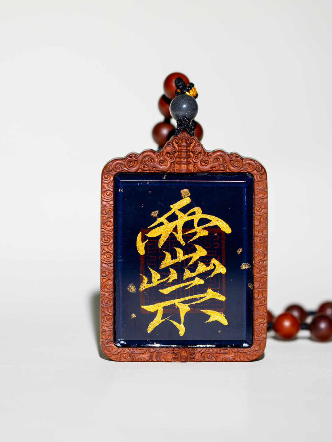 纯手绘 碧霞元君泰山奶奶 枣木外壳吊坠唐卡