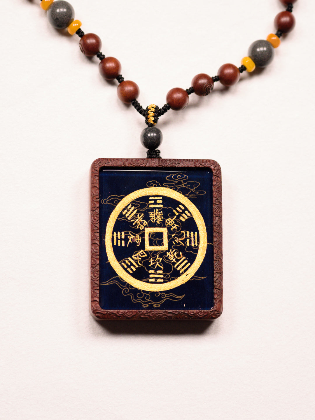 Hand-painted Mountain Spirit Talisman Coin + Bagua Jujube Wood Pendant Draw cards