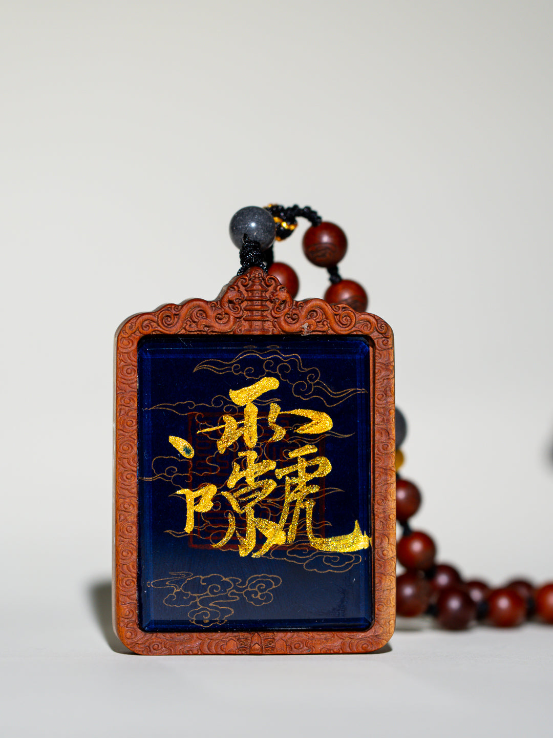 纯手绘 武相雷祖 枣木外壳 吊坠唐卡