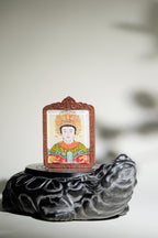 纯手绘 碧霞元君泰山奶奶 枣木外壳吊坠唐卡