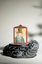 纯手绘（永乐宫）西王母娘娘枣木壳吊坠唐卡