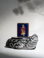 手绘点彩 财神赵公明枣木外壳吊坠唐卡