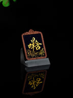 纯手绘 斗姆元君 枣木外壳吊坠唐卡