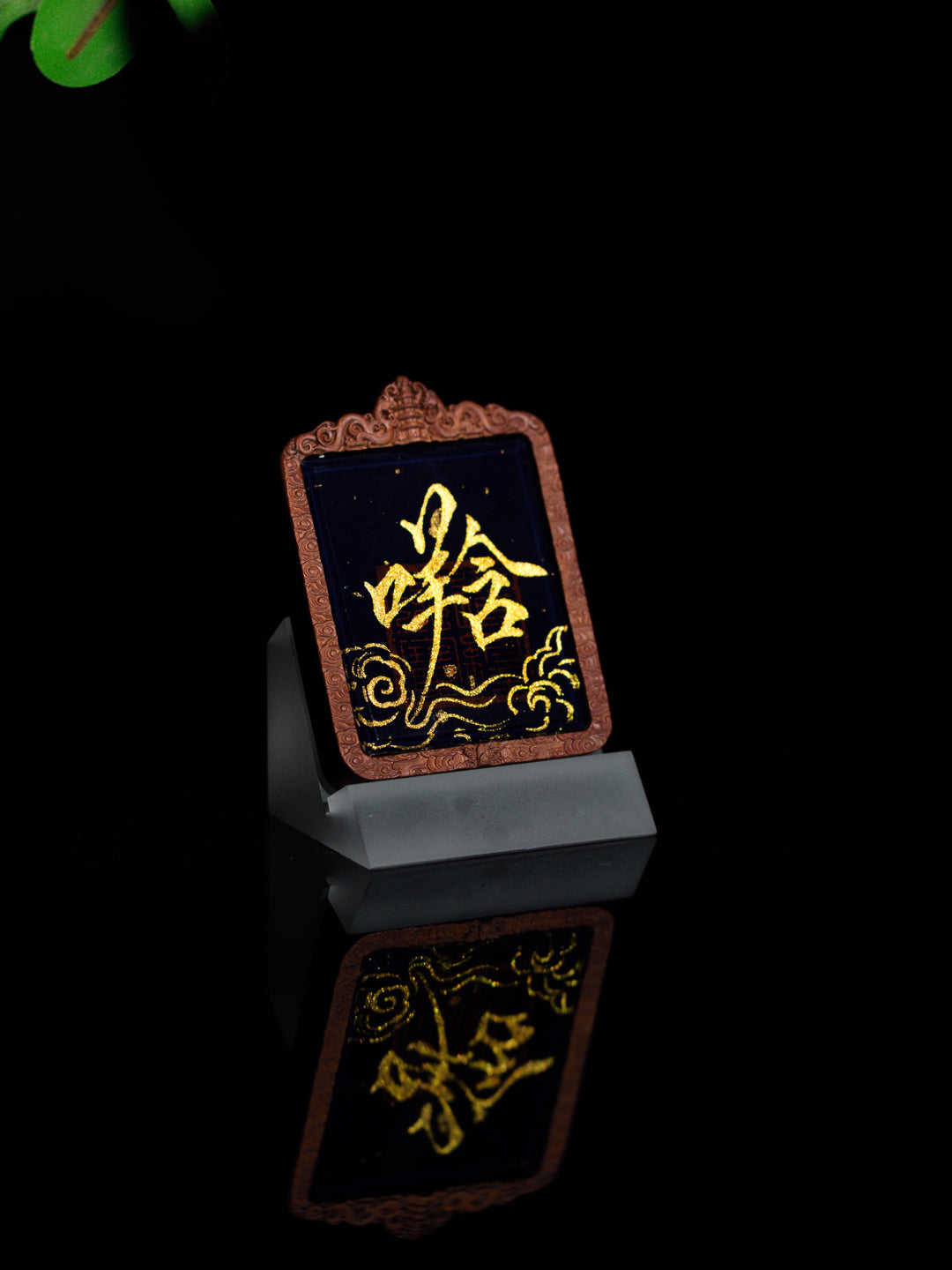 纯手绘 斗姆元君 枣木外壳吊坠唐卡