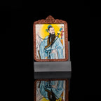 纯手绘 吕洞宾纯阳祖师枣木外壳吊坠唐卡