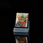 手绘点彩 赵公明枣木外壳 小神龛吊坠唐卡