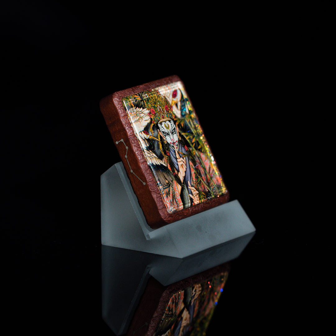 白鹤童子半手绘吊坠