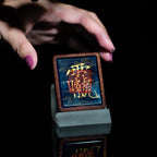 手绘点彩 文相雷祖枣木外壳吊坠唐卡