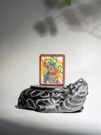 手绘点彩 武相雷祖 枣木外壳 吊坠唐卡