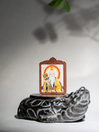 纯手绘 太清太上老君枣木外壳吊坠唐卡