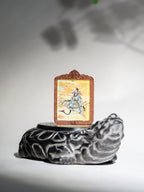 纯手绘 吕洞宾纯阳祖师枣木外壳吊坠唐卡