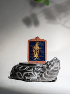 纯手绘关羽/二爷/关圣帝君枣木外壳吊坠唐卡