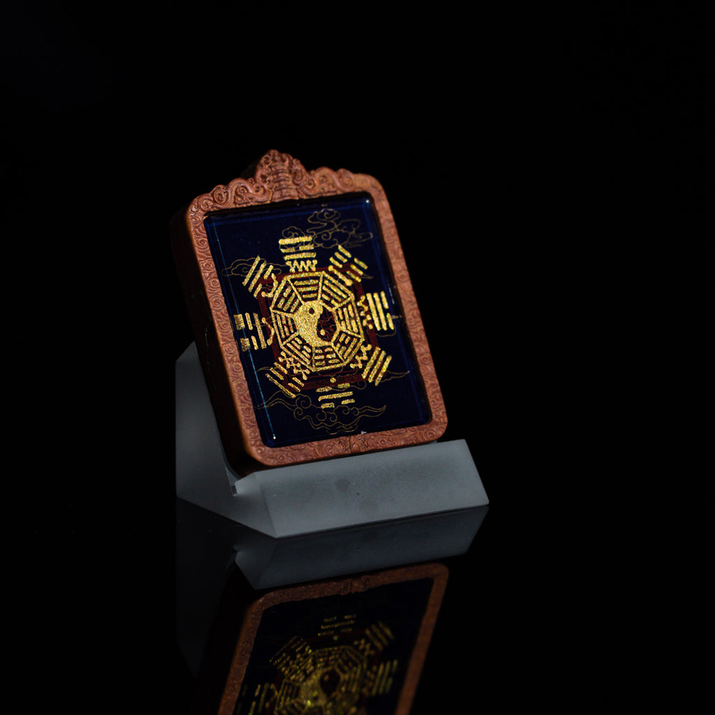 纯手绘 梅山张五郎翻坛枣木外壳吊坠唐卡