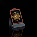 纯手绘 梅山张五郎翻坛枣木外壳吊坠唐卡