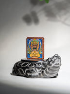 手绘点彩 官将首/增损二将枣木外壳吊坠唐卡