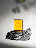 纯手绘 山鬼花钱+八卦图 枣木外壳吊坠唐卡