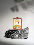 纯手绘 碧霞元君泰山奶奶 枣木外壳吊坠唐卡