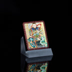 手绘点彩 真武大帝枣木外壳吊坠唐卡