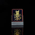 手绘点彩 真武大帝枣木外壳吊坠唐卡