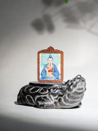 纯手绘 太乙救苦天尊枣木外壳吊坠唐卡