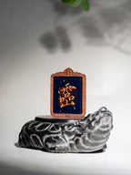 纯手绘 吕洞宾纯阳祖师枣木外壳吊坠唐卡