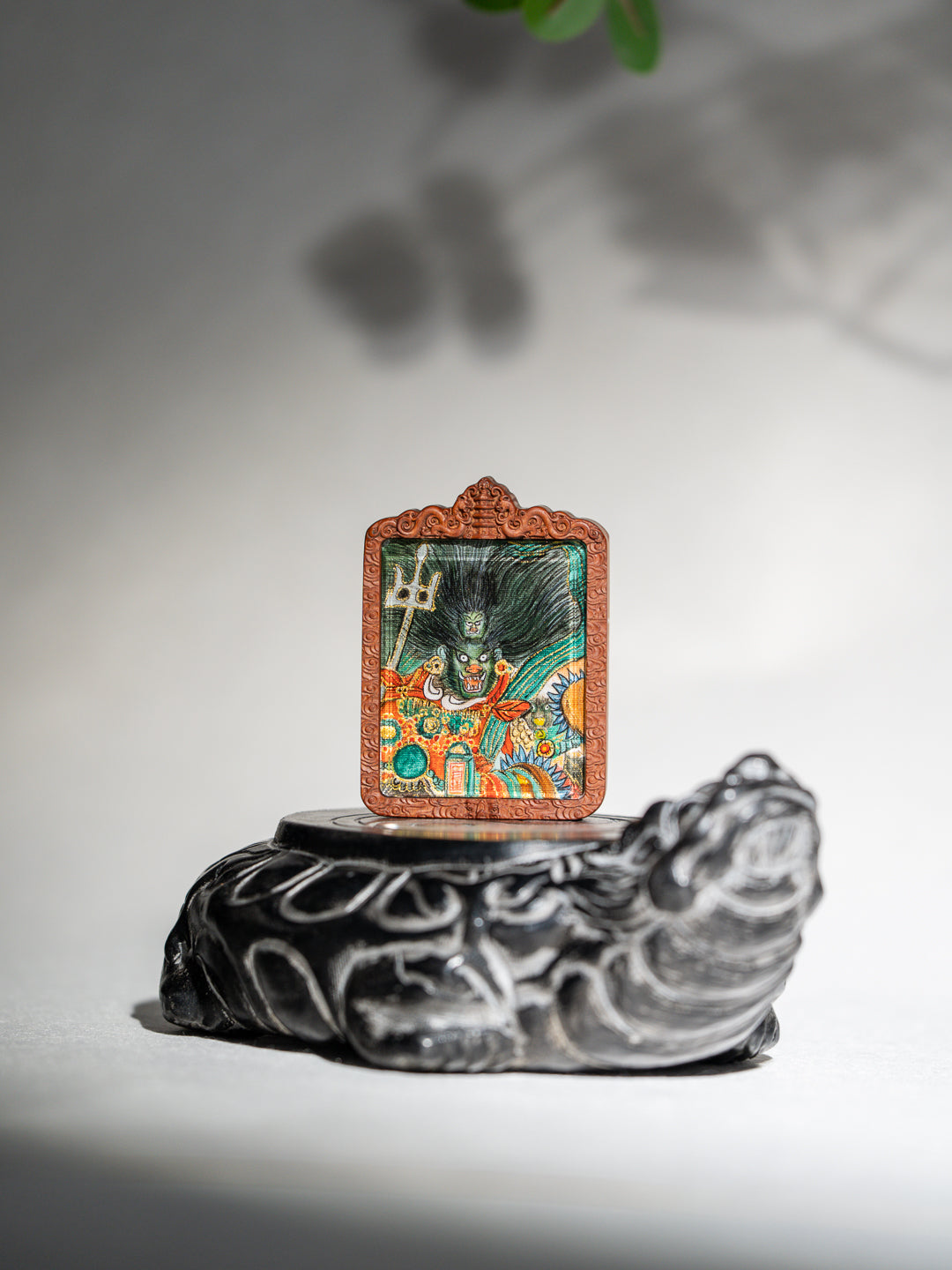 纯手绘 天蓬元帅 枣木外壳 吊坠唐卡