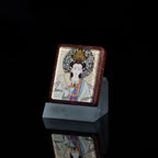 手绘点彩 九尾娘娘 枣木外壳 吊坠唐卡