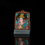 纯手绘 斗姆元君 枣木外壳吊坠唐卡