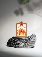 纯手绘 文昌帝君 枣木外壳 吊坠唐卡