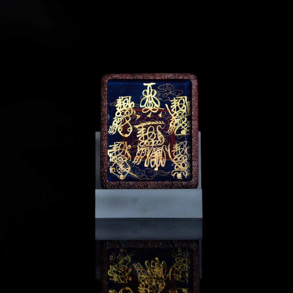 纯手绘 五雷f+五路f枣木外壳 吊坠唐卡