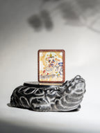 手绘点彩 斗姆元君枣木外壳吊坠唐卡