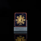 纯手绘五岳真形图+八卦枣木外壳吊坠唐卡