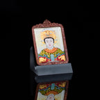 纯手绘 碧霞元君泰山奶奶 枣木外壳吊坠唐卡