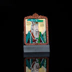 纯手绘东王公+西王母枣木外壳吊坠唐卡