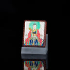 手绘点彩 文相雷祖枣木外壳吊坠唐卡