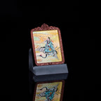 纯手绘 吕洞宾纯阳祖师枣木外壳吊坠唐卡