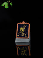 纯手绘二郎神显圣真君枣木外壳吊坠唐卡