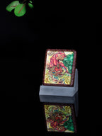 手绘点彩 公母貔貅枣木外壳 神龛吊坠唐卡