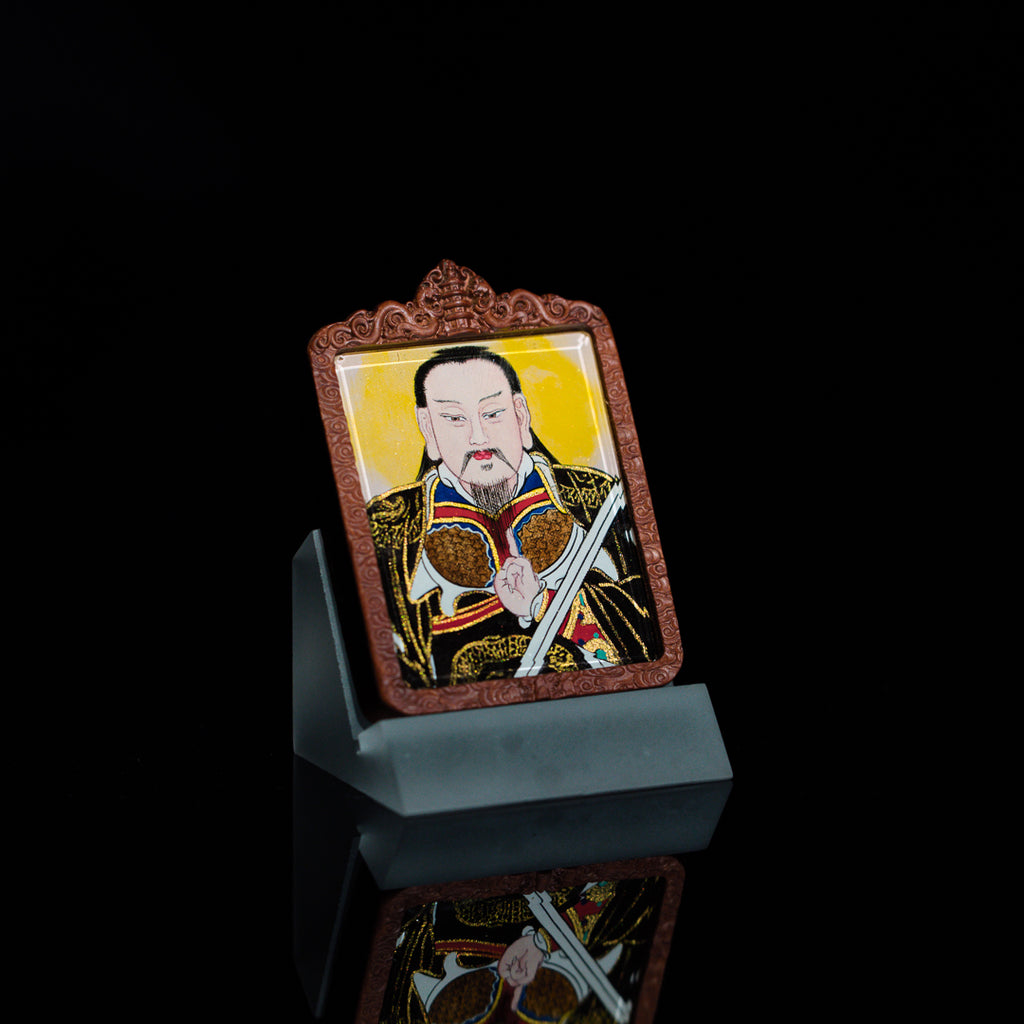 纯手绘 真武大帝 枣木外壳 吊坠唐卡