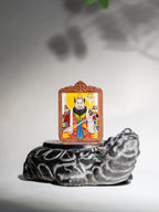 纯手绘 张天师张道陵枣木外壳吊坠唐卡