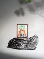 手绘点彩 文相雷祖枣木外壳吊坠唐卡