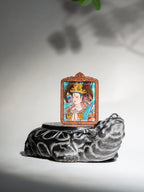 纯手绘 斗姆元君 枣木外壳吊坠唐卡