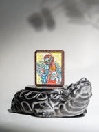 手绘点彩 公母貔貅枣木外壳 神龛吊坠唐卡