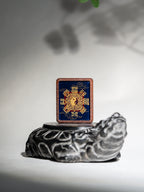 纯手绘五岳真形图+八卦枣木外壳吊坠唐卡