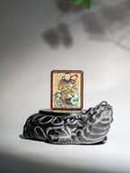 手绘点彩 真武大帝枣木外壳吊坠唐卡